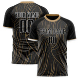 Custom Black Brown Pattern Soccer Jersey