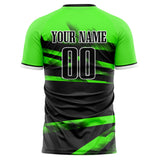 Custom Black Neon Green Pattern Soccer Jersey