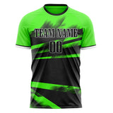 Custom Black Neon Green Pattern Soccer Jersey