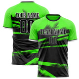 Custom Black Neon Green Pattern Soccer Jersey