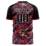 Custom Black Red Pattern Soccer Jersey