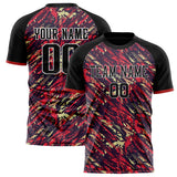 Custom Black Red Pattern Soccer Jersey