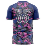 Custom Navy Gray Pattern Soccer Jersey