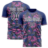 Custom Navy Gray Pattern Soccer Jersey