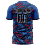 Custom Navy Red Pattern Soccer Jersey