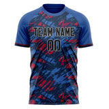 Custom Navy Red Pattern Soccer Jersey