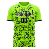 Custom Neon Green Black Pattern Soccer Jersey