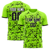 Custom Neon Green Black Pattern Soccer Jersey