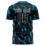 Custom Black Blue Pattern Soccer Jersey