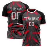 Custom Gray Red Pattern Soccer Jersey