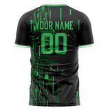 Custom Black Green Pattern Soccer Jersey