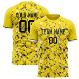 Custom Yellow Black Pattern Soccer Jersey