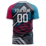 Custom Gray Blue Pattern Soccer Jersey