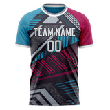 Custom Gray Blue Pattern Soccer Jersey