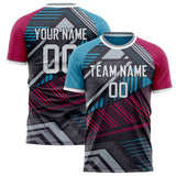 Custom Gray Blue Pattern Soccer Jersey