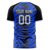 Custom Blue Black Pattern Soccer Jersey