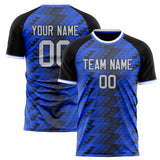 Custom Blue Black Pattern Soccer Jersey