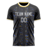 Custom Black Gray Pattern Soccer Jersey