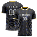 Custom Black Gray Pattern Soccer Jersey