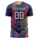 Custom Navy Red Pattern Soccer Jersey