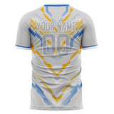 Custom Gray Gold Pattern Soccer Jersey