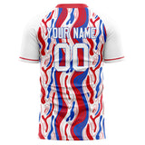 Custom White Red Pattern Soccer Jersey