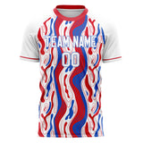 Custom White Red Pattern Soccer Jersey