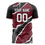 Custom Gray Red Pattern Soccer Jersey