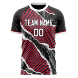 Custom Gray Red Pattern Soccer Jersey