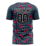 Custom Gray Red Pattern Soccer Jersey