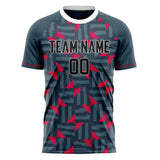 Custom Gray Red Pattern Soccer Jersey