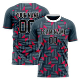 Custom Gray Red Pattern Soccer Jersey