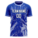 Custom Blue White Pattern Soccer Jersey