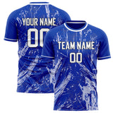 Custom Blue White Pattern Soccer Jersey