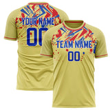 Custom Cream Royal Pattern Soccer Jersey