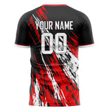 Custom Black Red Pattern Soccer Jersey