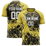 Custom Yellow Black Pattern Soccer Jersey