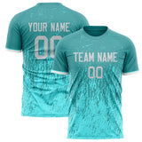 Custom Teal Light Teal Pattern Soccer Jersey