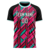 Custom Pink Black Pattern Soccer Jersey