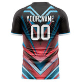 Custom Black Red Pattern Soccer Jersey