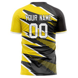 Custom Black Yellow Pattern Soccer Jersey