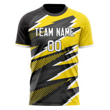 Custom Black Yellow Pattern Soccer Jersey