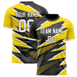 Custom Black Yellow Pattern Soccer Jersey