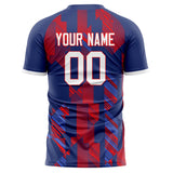 Custom Navy Red Pattern Soccer Jersey