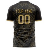 Custom Black Old Gold Pattern Soccer Jersey