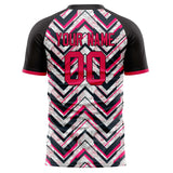 Custom Black Pink Pattern Soccer Jersey