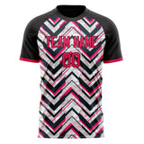 Custom Black Pink Pattern Soccer Jersey