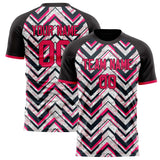 Custom Black Pink Pattern Soccer Jersey