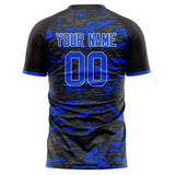 Custom Black Blue Pattern Soccer Jersey