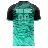 Custom Teal Black Pattern Soccer Jersey